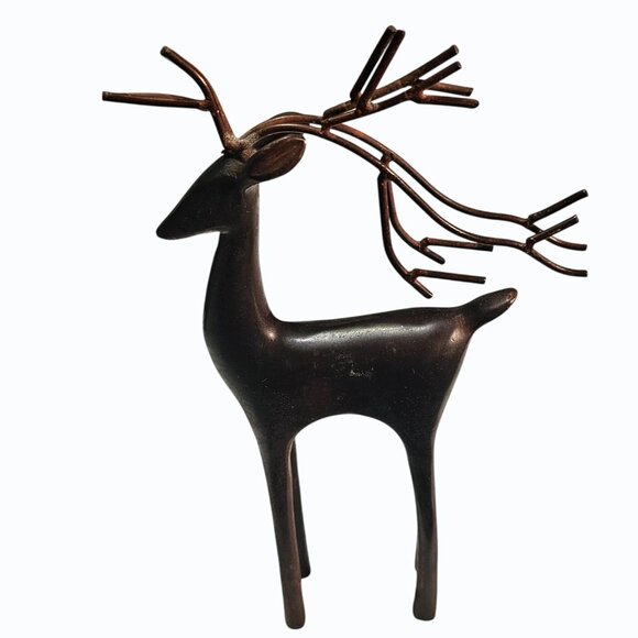 Metal Abstract Deer/Reindeer Brown Bronze Color Figure Statue 8 1/2" x 5 1/2" - Picture 11 of 11